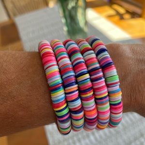 Women’s Espacio “fiesta” stretch stack of 5 fun boho bracelets EUC
